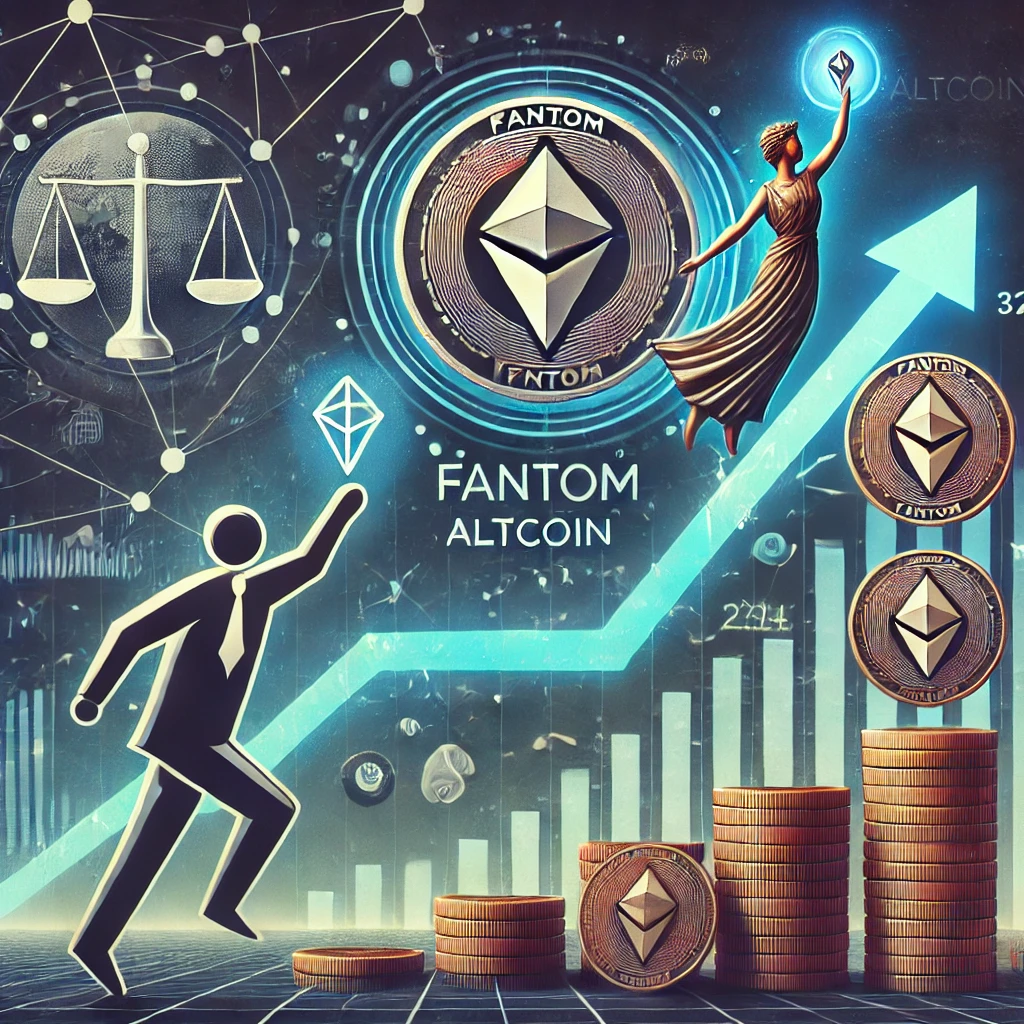 An in-article image showing Fantom (FTM) altcoin's price movements with elements like a digital graph, coin symbols, and upward arrows. Include a back