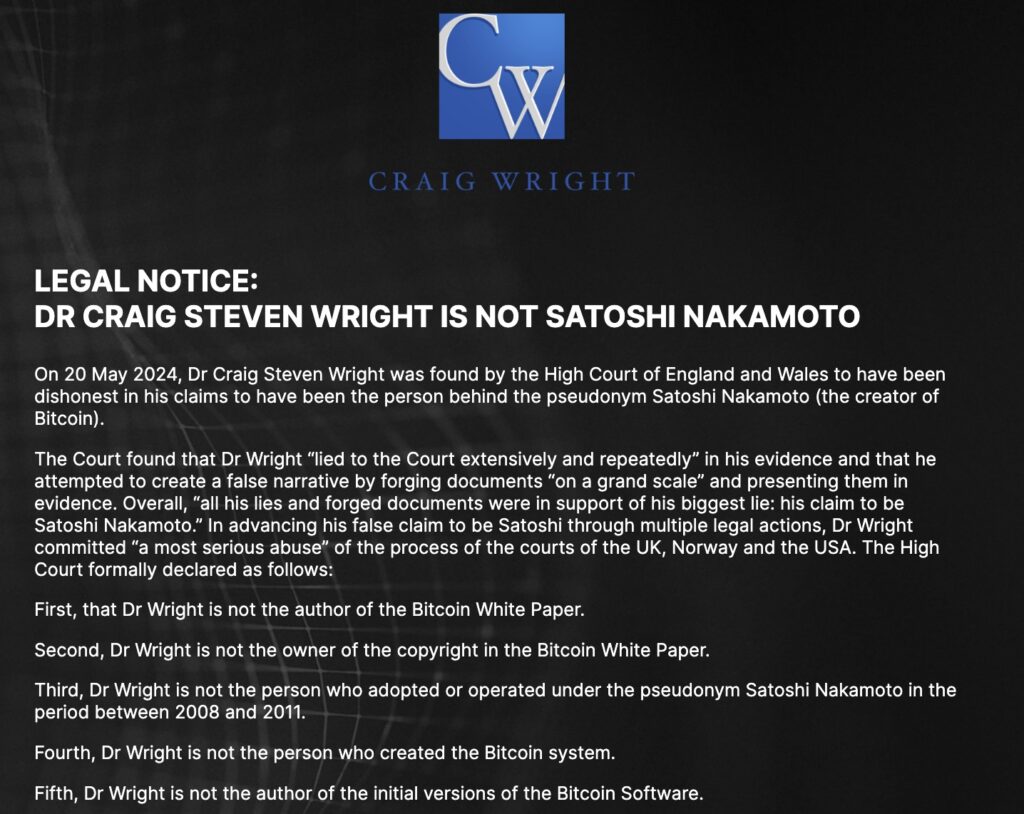 Is Craig Wright Satoshi?: Craig Wright Website