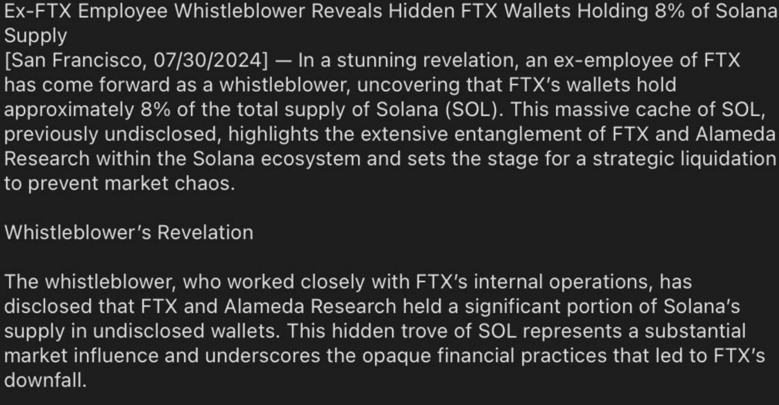 Hidden FTX Wallets Rattle Solana: 25% Drop Sparks Market Uncertainty