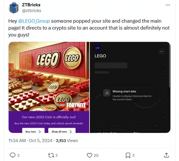 lego fraud ring tweet