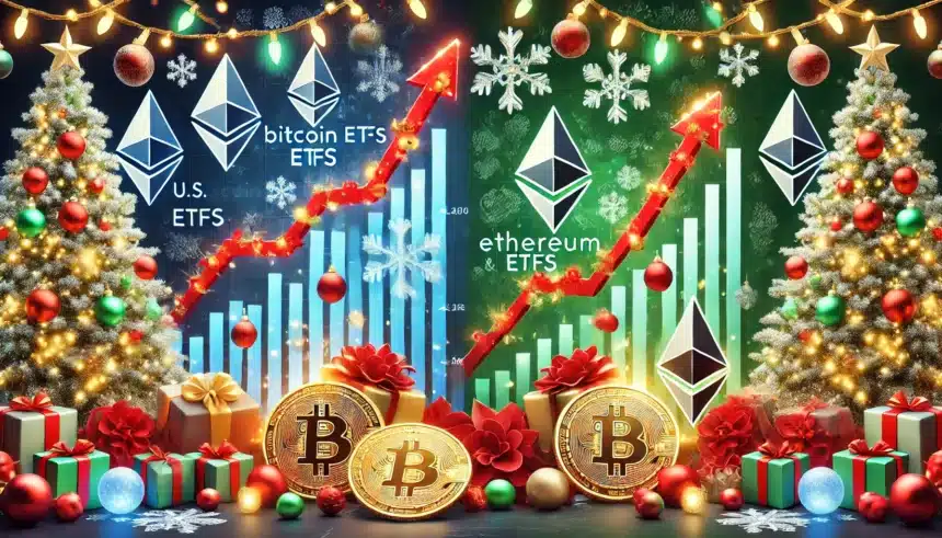 Ethereum ETFs Gain Ground Ahead of Christmas as U.S. Bitcoin ETFs See Outflows