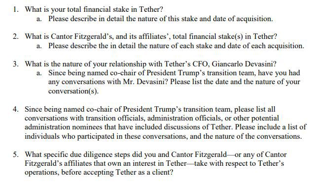 Tether (USDT) Scandal Explodes: Warren Fights to Block Trump’s Commerce Nominee Lutnick