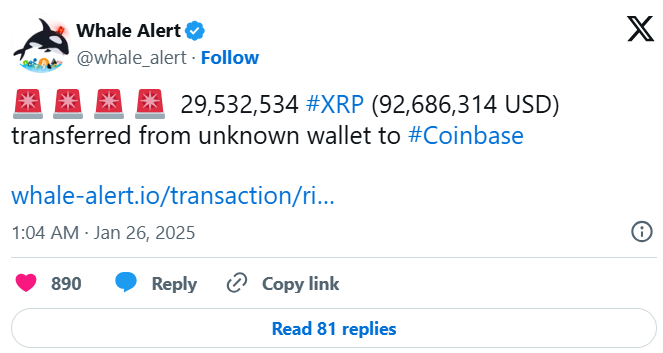 Massive XRP Transfer Sparks Speculation: 29 Million Sent to Coinbase = The Bit Journal