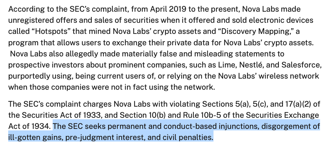 SEC Charges Nova Labs with Fraud and Unregistered Crypto Offerings 