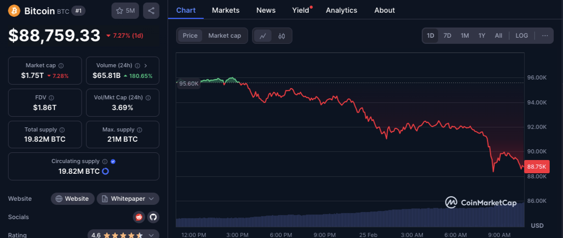 BTC price drop