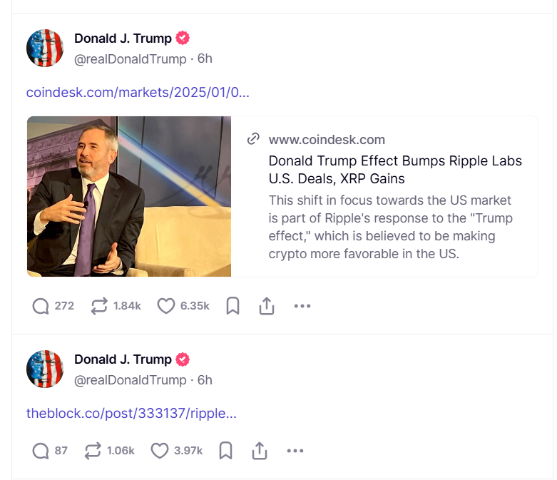 Donald Trump’s XRP Posts Spark Market Speculation = The Bit Journal