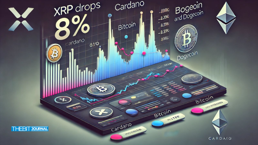 XRP Drops 8% as Cardano, Bitcoin, and Dogecoin Struggle in a Bearish Market