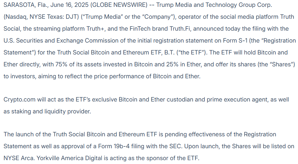 Trump Media Files for Bitcoin and Ether ETF After $2.3B Treasury Play 9 Trump Media Files for Bitcoin and Ether ETF After $2.3B Treasury Play = The Bit Journal