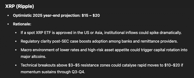 ChatGPT Predicts Massive 2025 Gains for XRP, DOGE and Pi Coin 8 ChatGPT Predicts XRP Price